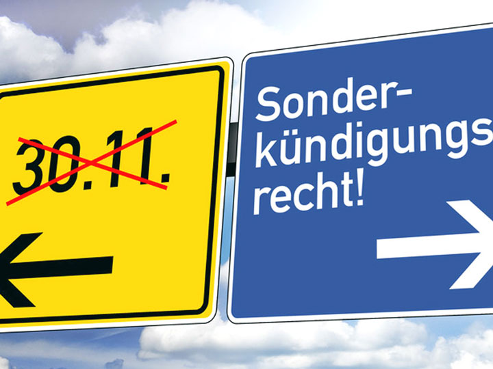 Verkehrsschild - Sonderkündigungsrecht Autoversicherung