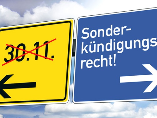 Verkehrsschild - Sonderkündigungsrecht Autoversicherung