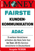 ADAC Autoversicherung ausgezeichnet von Focus Money für die fairste Kundenkommunikation 2026
