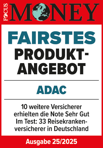 ADAC Reisekrankenversicherung ausgezeichnet von Focus Money für das fairste Produktangebot 2025